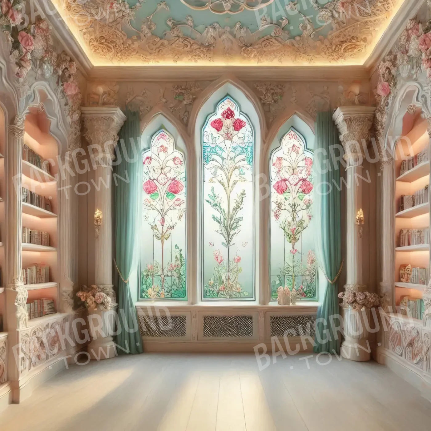 Fancy Library I 8’x8’ Fleece (96 x 96 inch) Backdrop