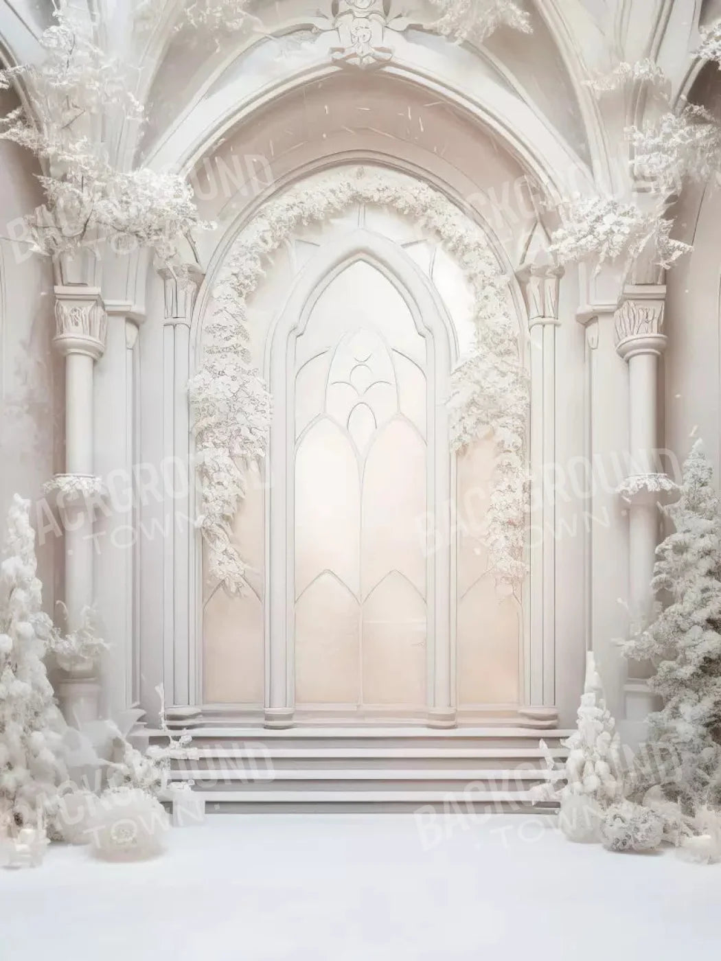 Fancy White Hall 5X68 Fleece ( 60 X 80 Inch ) Backdrop