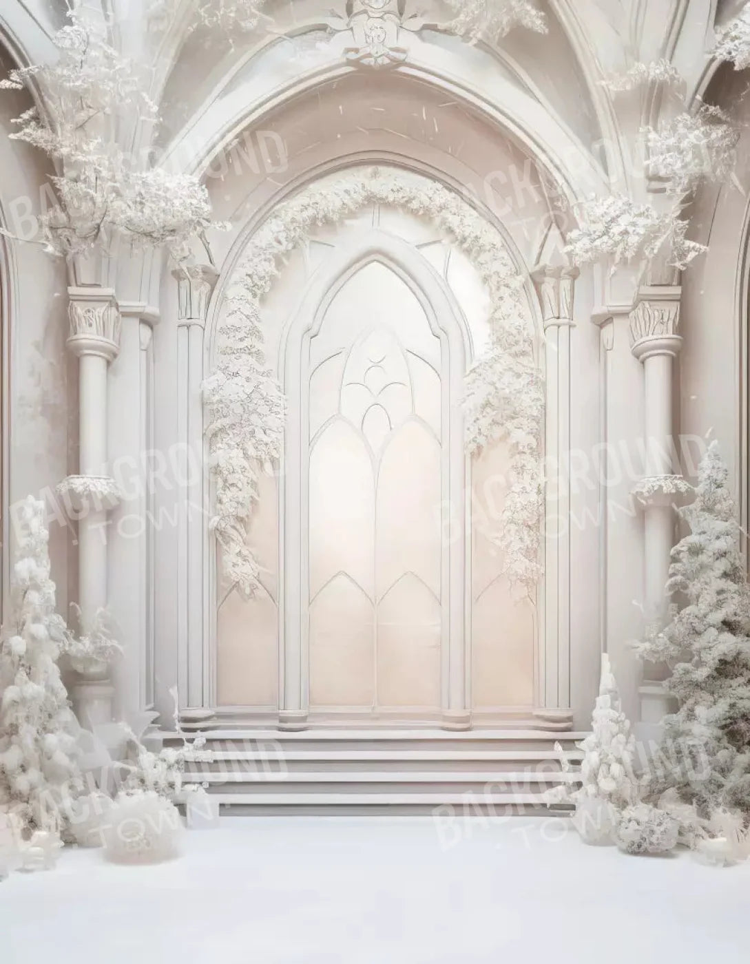 Fancy White Hall 6X8 Fleece ( 72 X 96 Inch ) Backdrop