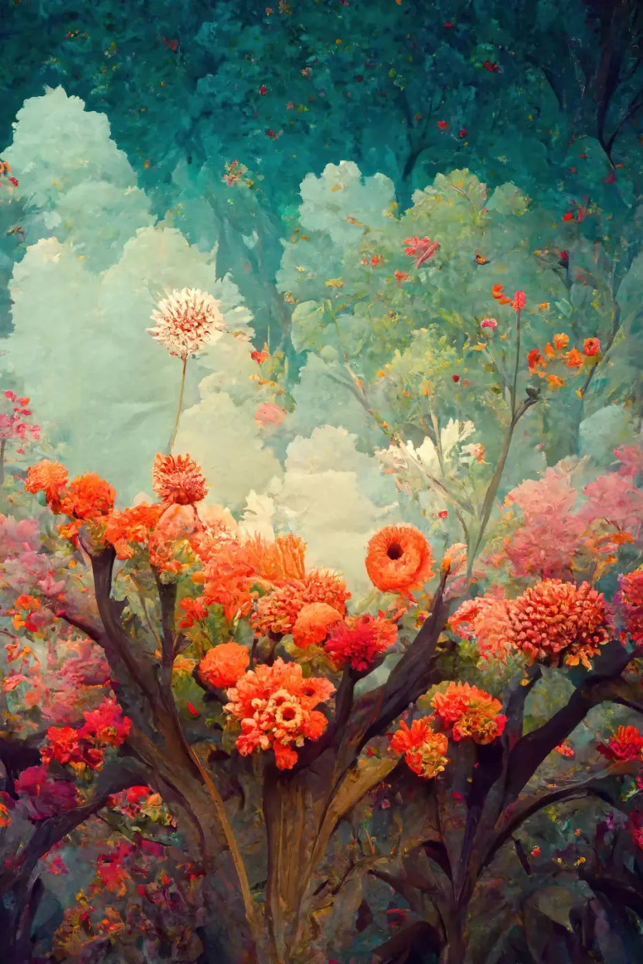 Fantasy Meadow Orange Backdrop