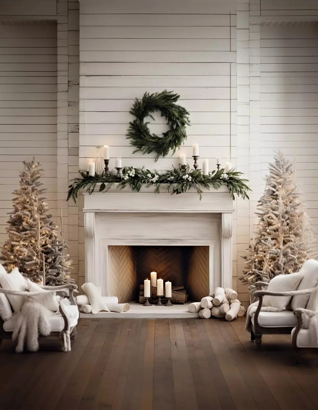 Farmhouse Christmas Iii 6X8 Fleece ( 72 X 96 Inch ) Backdrop