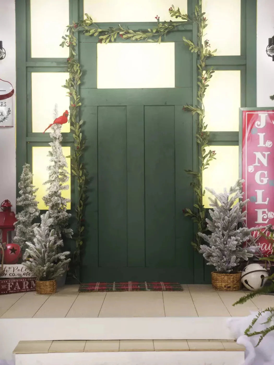 Farmhouse Front Porch 8X10 Fleece ( 96 X 120 Inch ) Backdrop