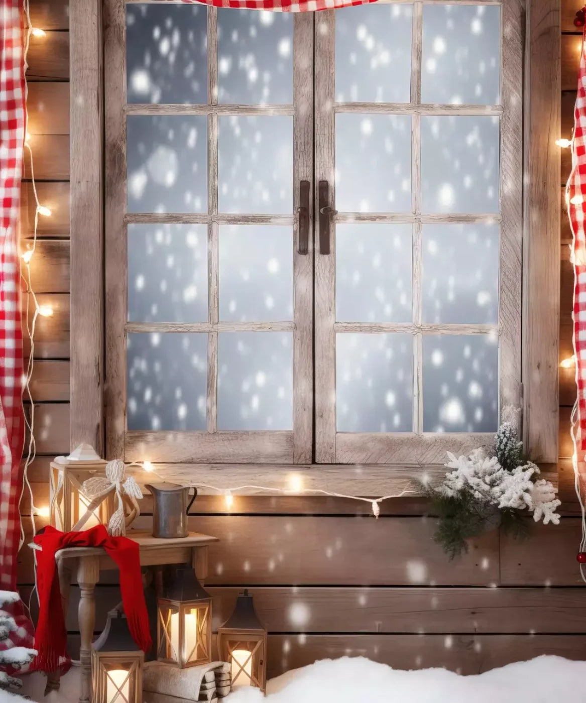 Rustic Snowy Christmas Ii 10’X12’ Ultracloth (120 X 144 Inch) Backdrop