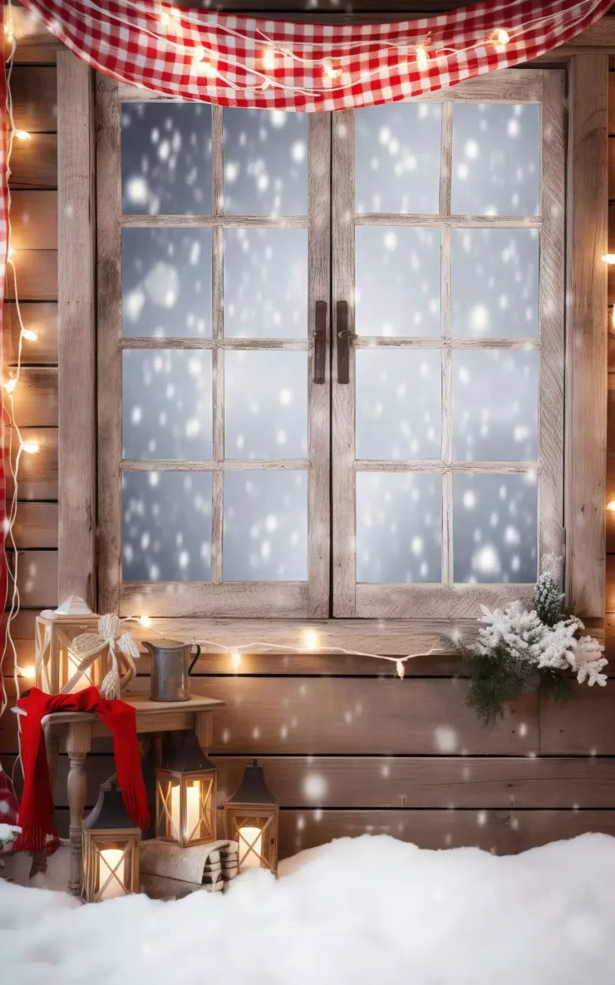 Rustic Snowy Christmas Ii 10’X16’ Ultracloth (120 X 192 Inch) Backdrop