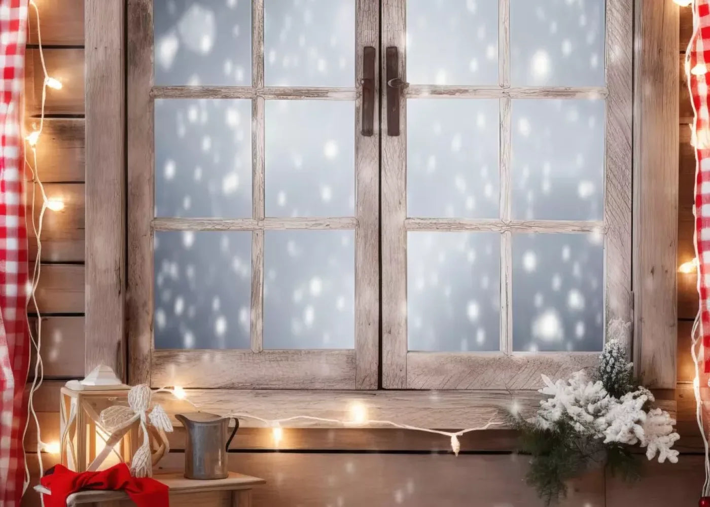 Rustic Snowy Christmas Ii 7’X5’ Ultracloth (84 X 60 Inch) Backdrop