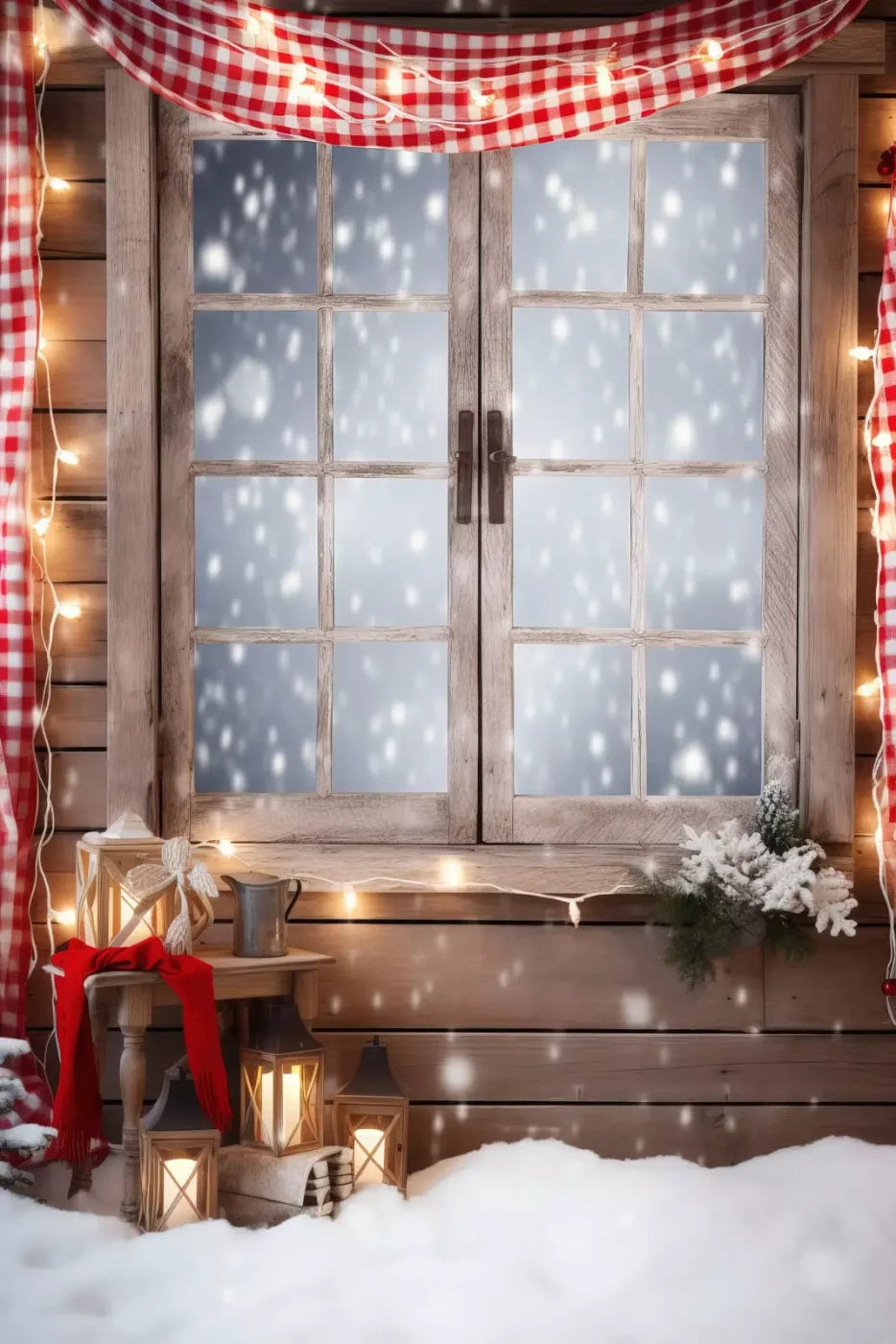 Rustic Snowy Christmas Ii 8’X12’ Ultracloth (96 X 144 Inch) Backdrop
