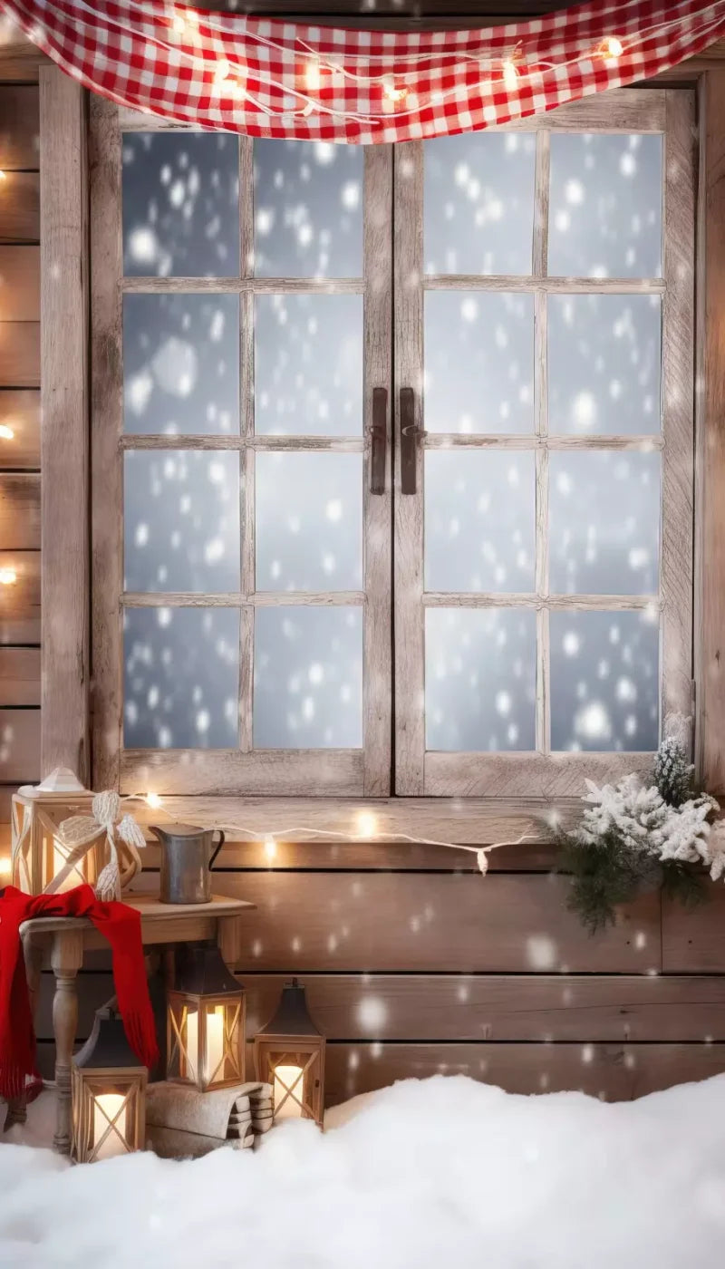 Rustic Snowy Christmas Ii 8’X14’ Ultracloth (96 X 168 Inch) Backdrop