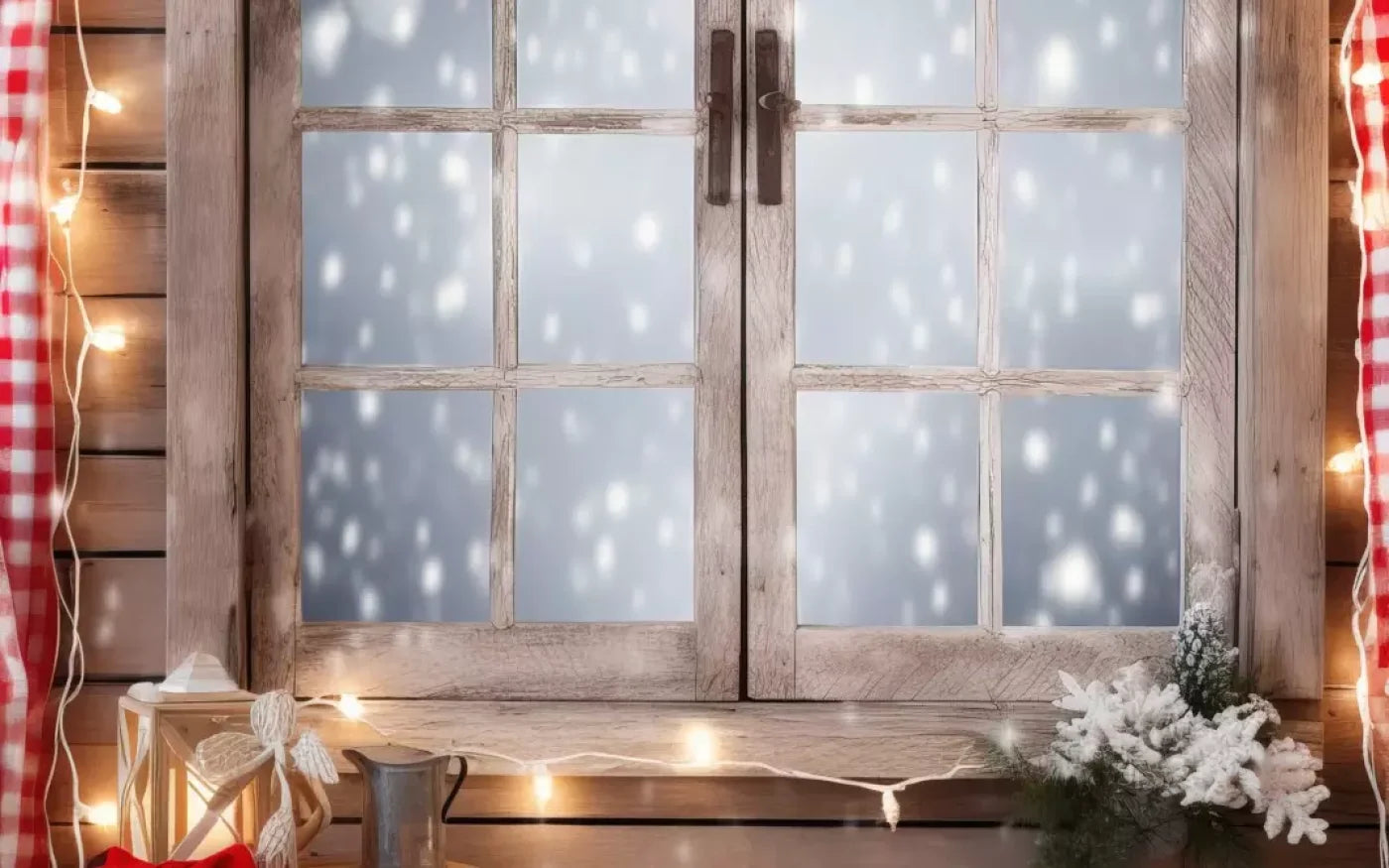 Rustic Snowy Christmas Ii 8’X5’ Ultracloth (96 X 60 Inch) Backdrop