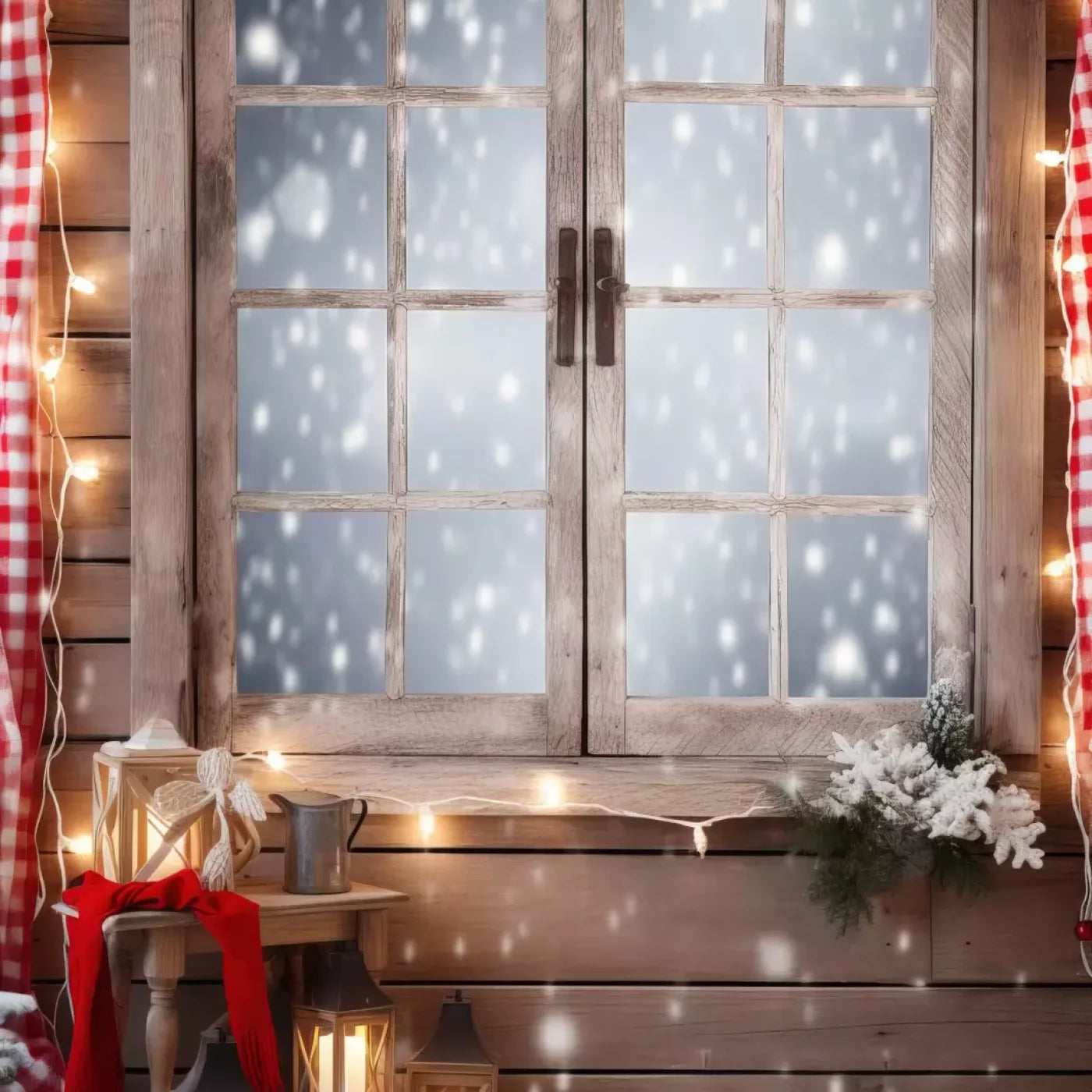 Rustic Snowy Christmas Ii 8’X8’ Fleece (96 X Inch) Backdrop