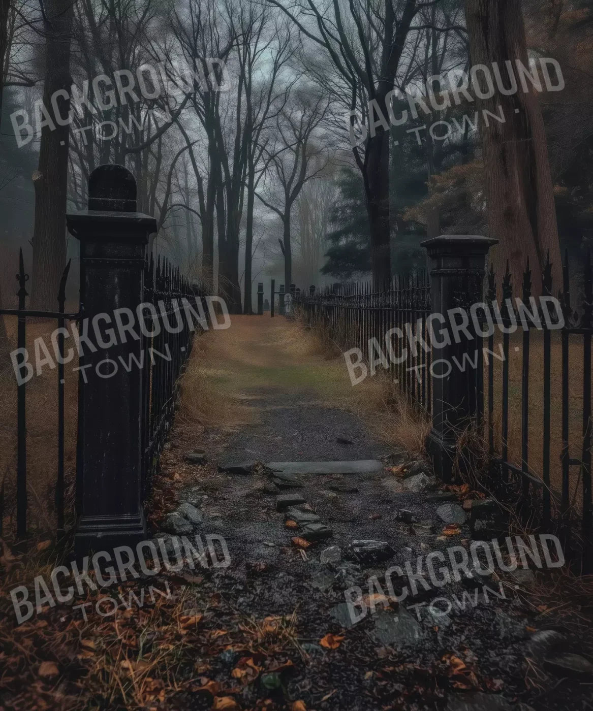 Fenced In Fall Walkway 10’X12’ Ultracloth (120 X 144 Inch) Backdrop