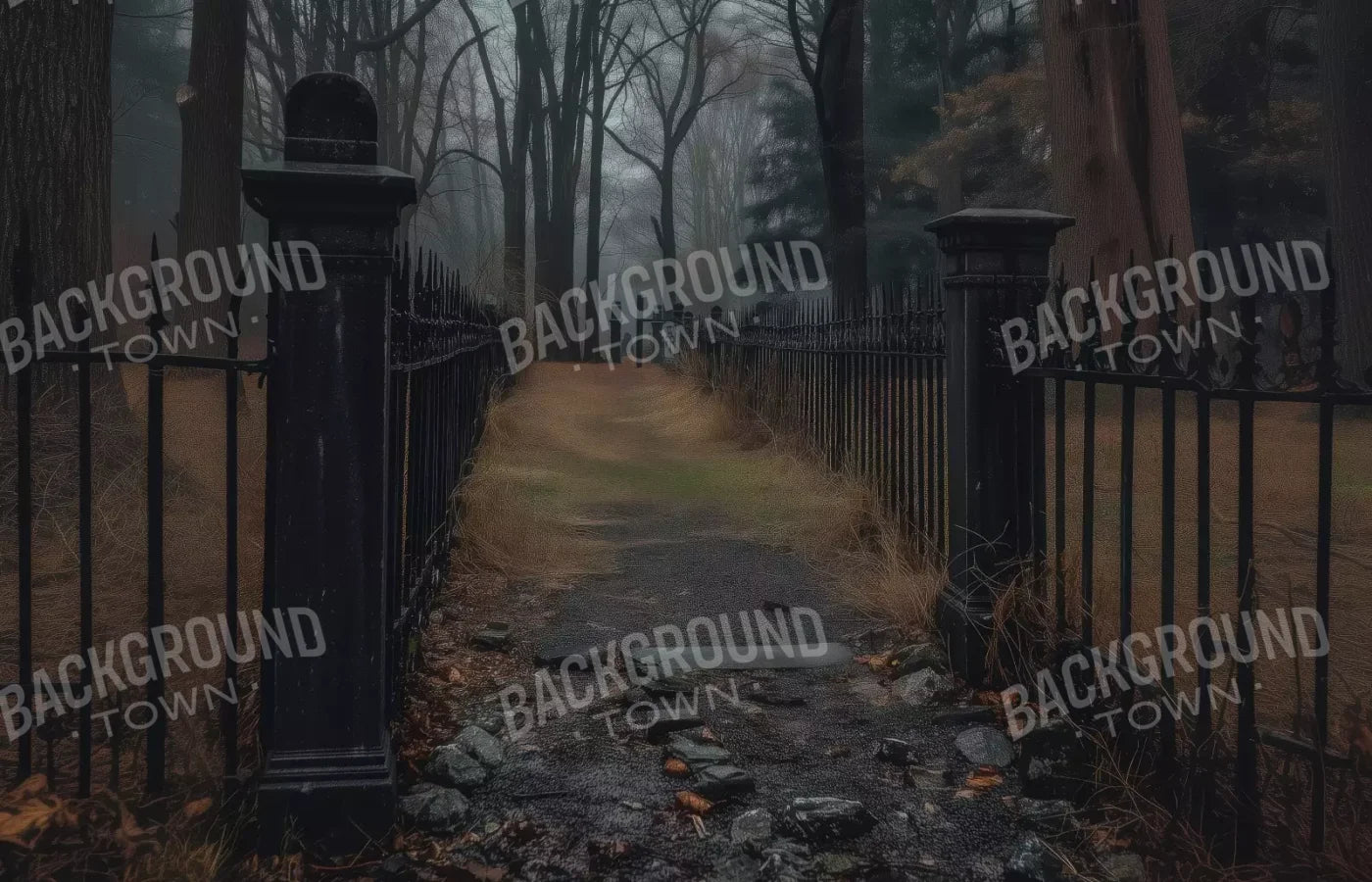 Fenced In Fall Walkway 14’X9’ Ultracloth (168 X 108 Inch) Backdrop