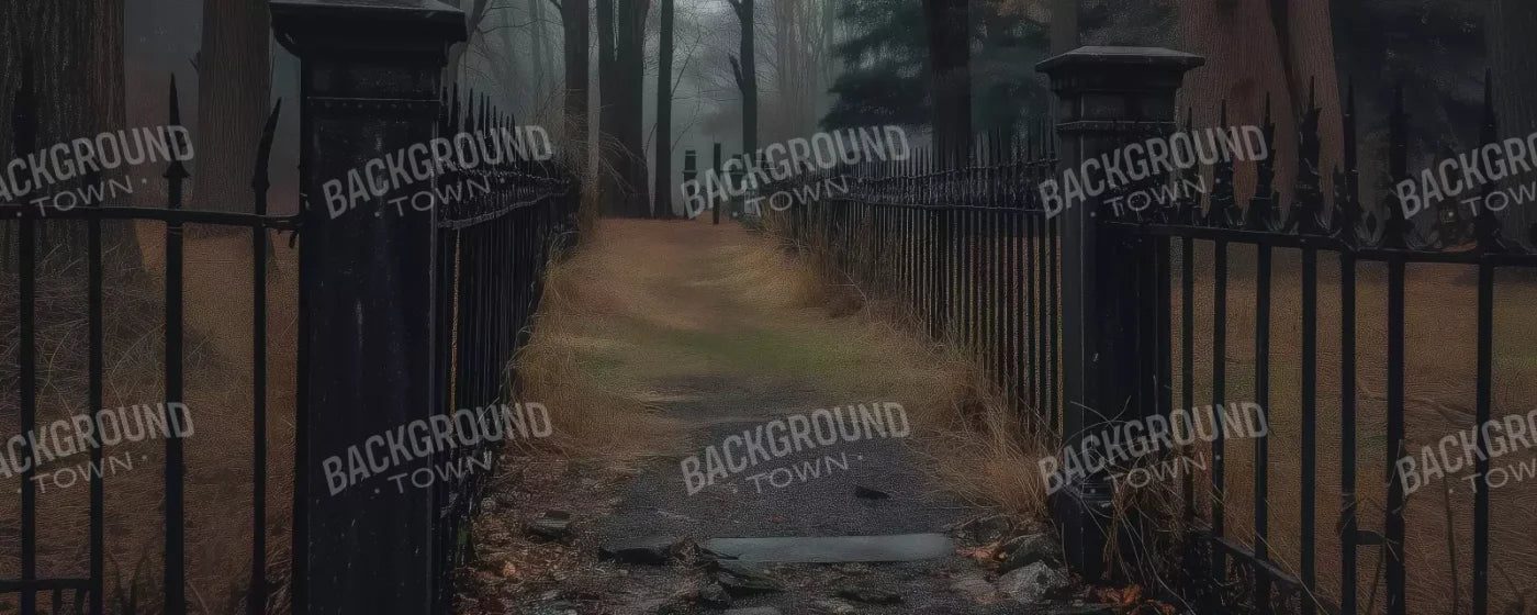 Fenced In Fall Walkway 20’X8’ Ultracloth (240 X 96 Inch) Backdrop