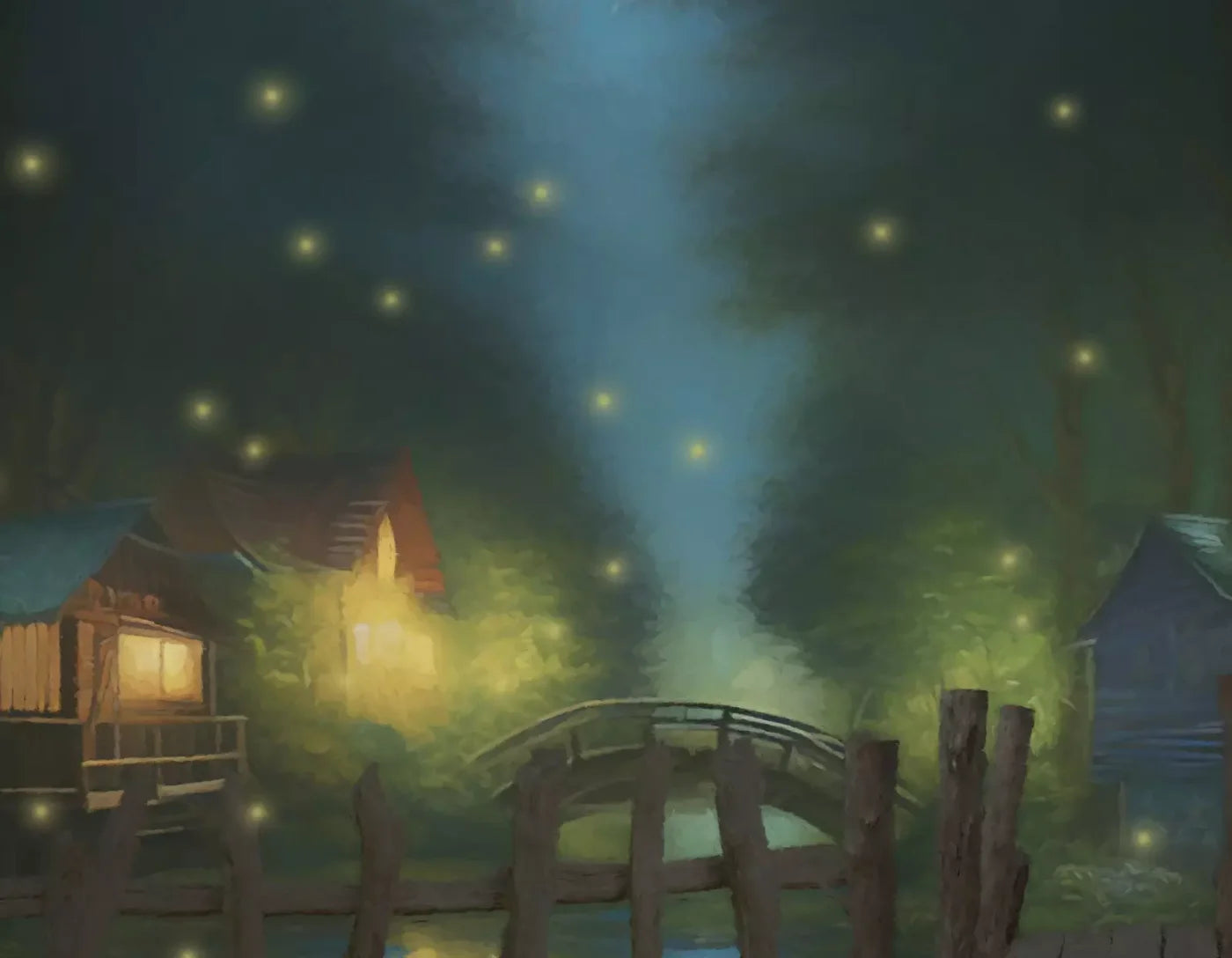 Fishing In The Dark 8X6 Fleece ( 96 X 72 Inch ) Backdrop