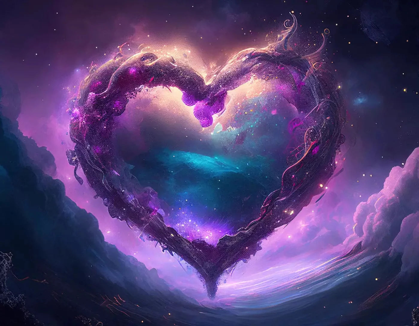 Floating Open Heart 8X6 Fleece ( 96 X 72 Inch ) Backdrop