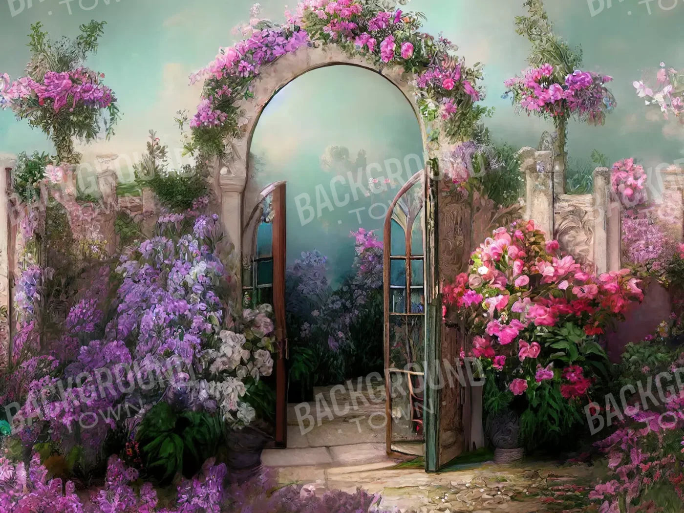 Floral Archway 10X8 Fleece ( 120 X 96 Inch ) Backdrop