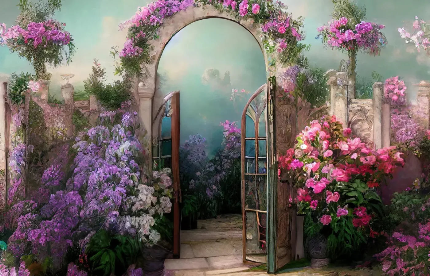 Floral Archway 12X8 Ultracloth ( 144 X 96 Inch ) Backdrop