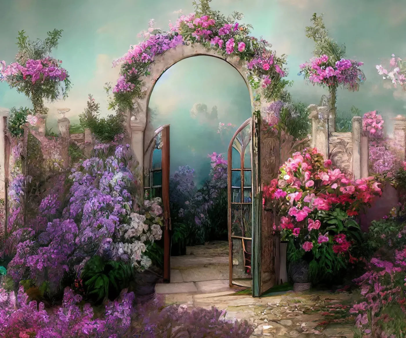 Floral Archway 5X42 Fleece ( 60 X 50 Inch ) Backdrop
