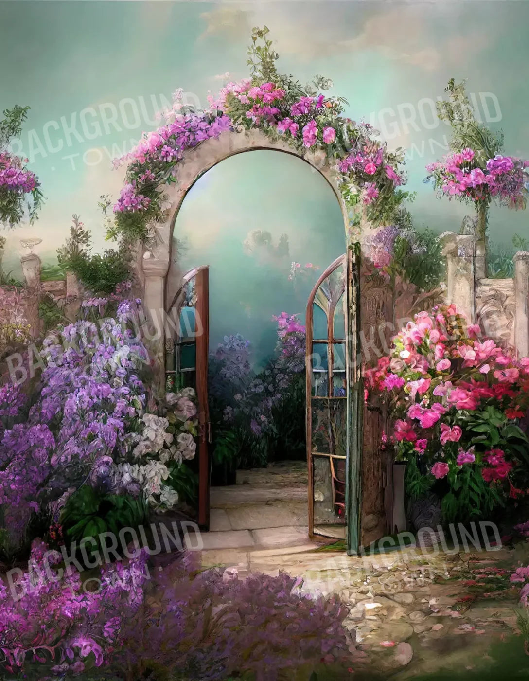 Floral Archway 6X8 Fleece ( 72 X 96 Inch ) Backdrop