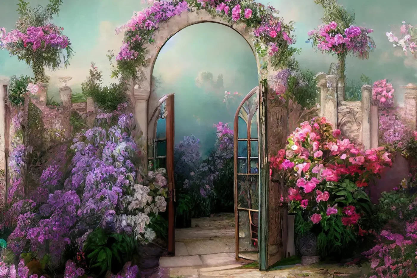 Floral Archway 8X5 Ultracloth ( 96 X 60 Inch ) Backdrop
