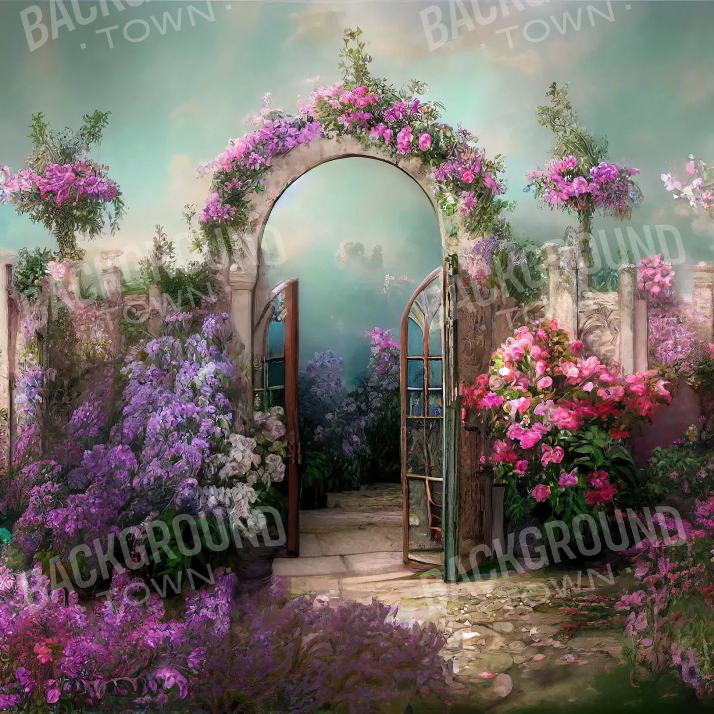Floral Archway 8X8 Fleece ( 96 X Inch ) Backdrop