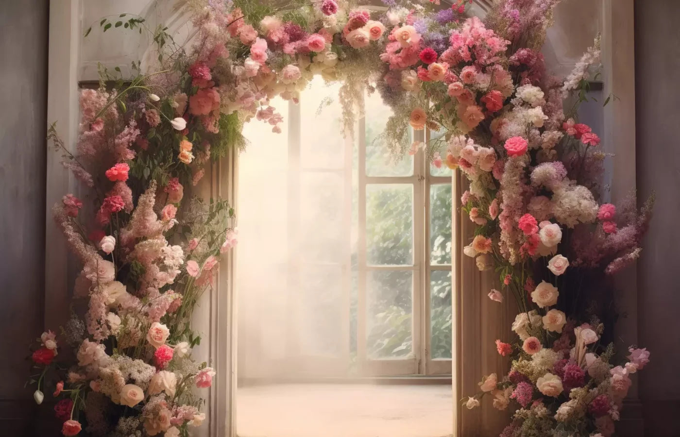 Floral Archway H 14’X9’ Ultracloth (168 X 108 Inch) Backdrop
