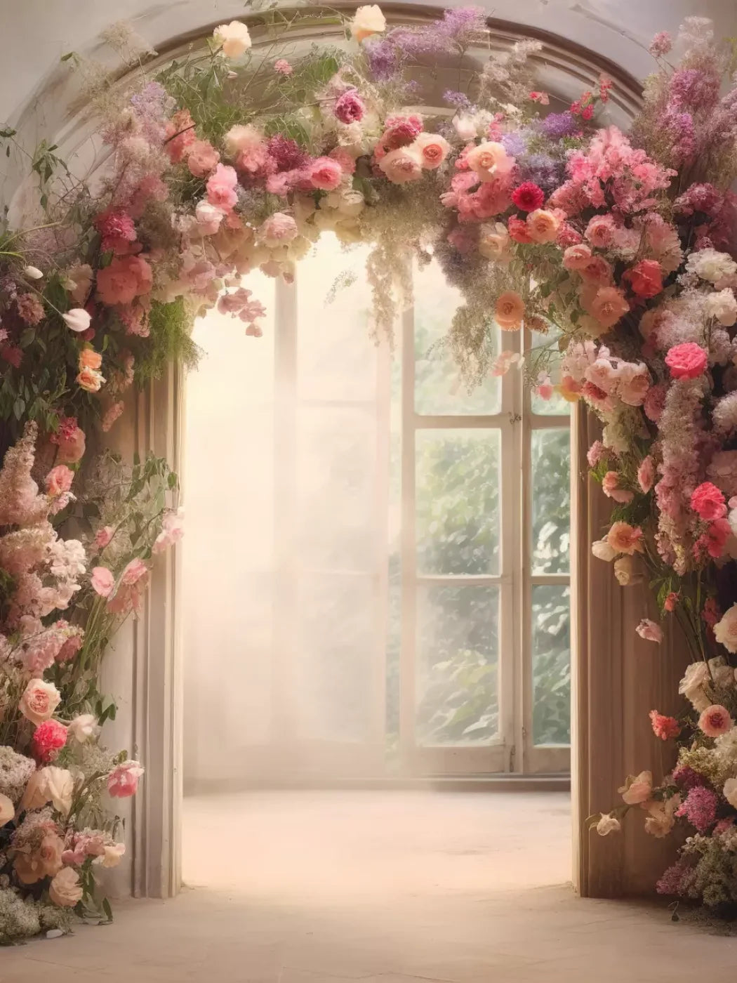 Floral Archway H 5’X6’8 Fleece (60 X 80 Inch) Backdrop