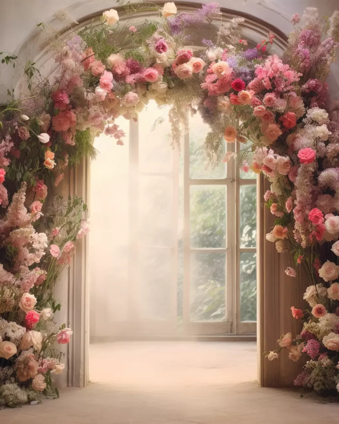Floral Archway H 8’X10’ Fleece (96 X 120 Inch) Backdrop