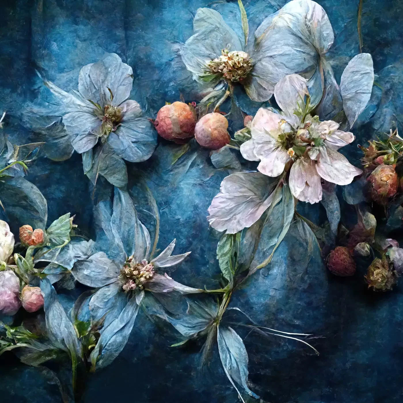Floral Blue 10X10 Ultracloth ( 120 X Inch ) Backdrop