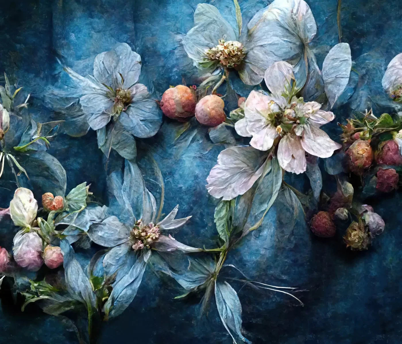 Floral Blue 12X10 Ultracloth ( 144 X 120 Inch ) Backdrop