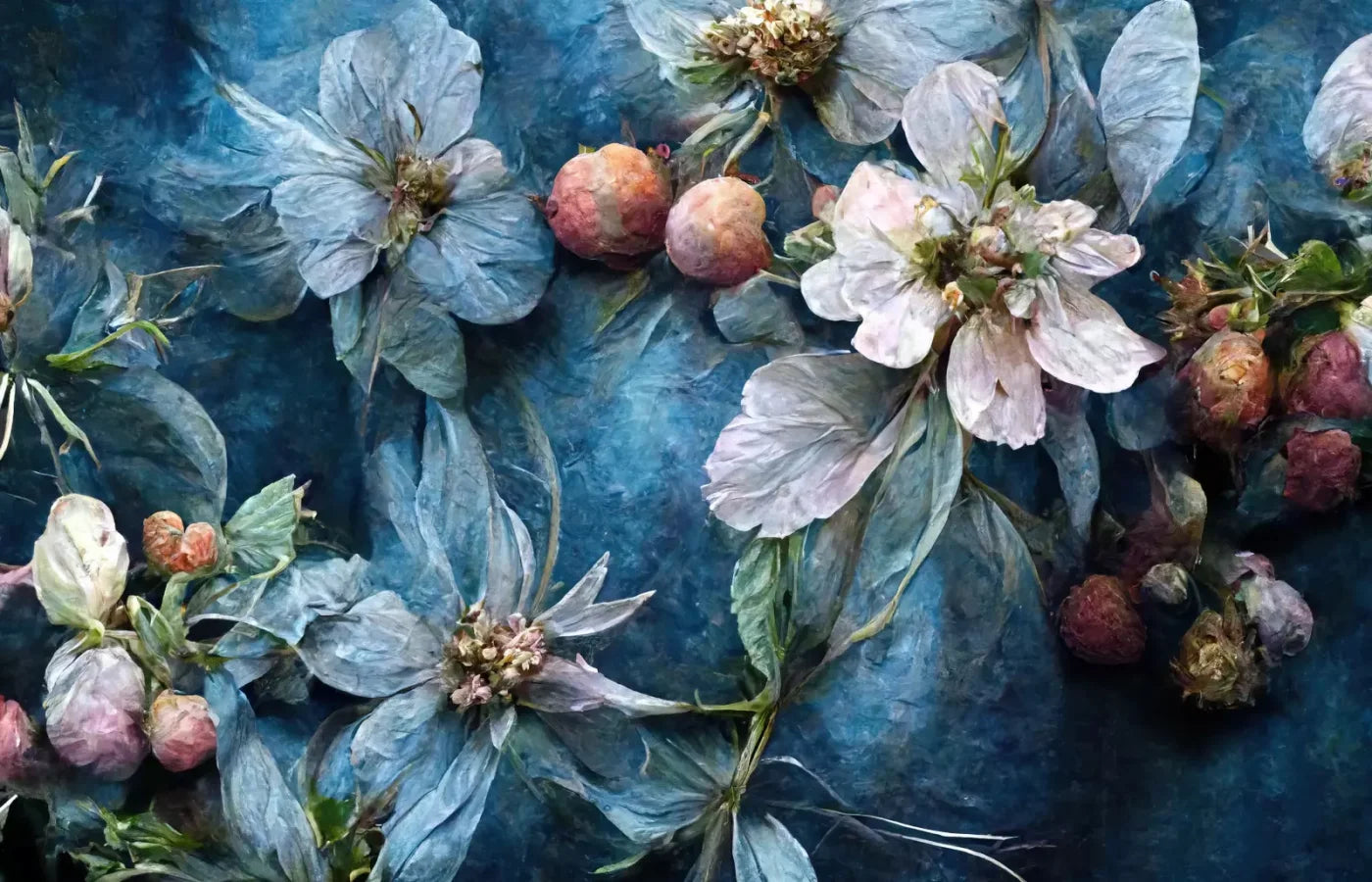 Floral Blue 12X8 Ultracloth ( 144 X 96 Inch ) Backdrop