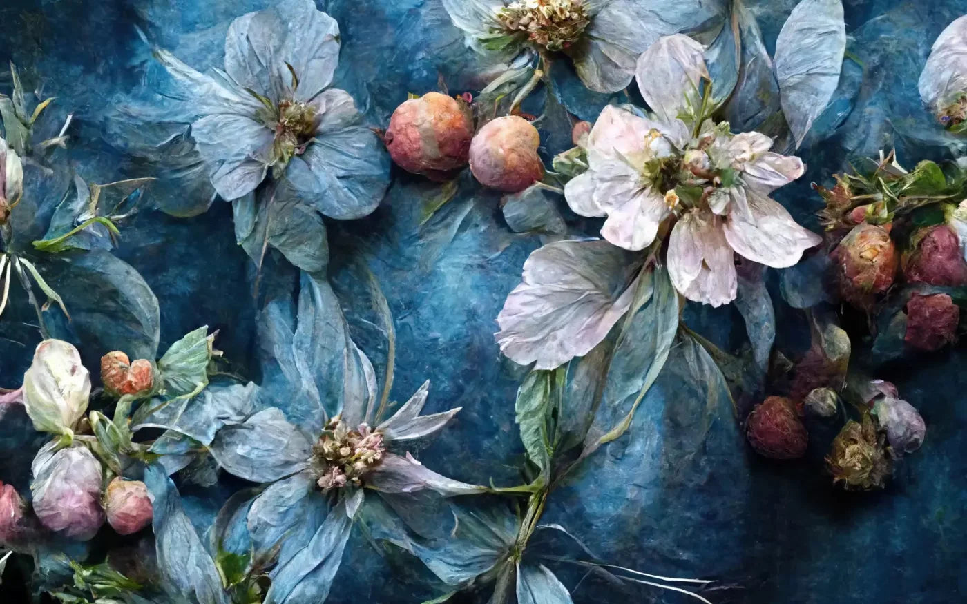 Floral Blue 14X9 Ultracloth ( 168 X 108 Inch ) Backdrop