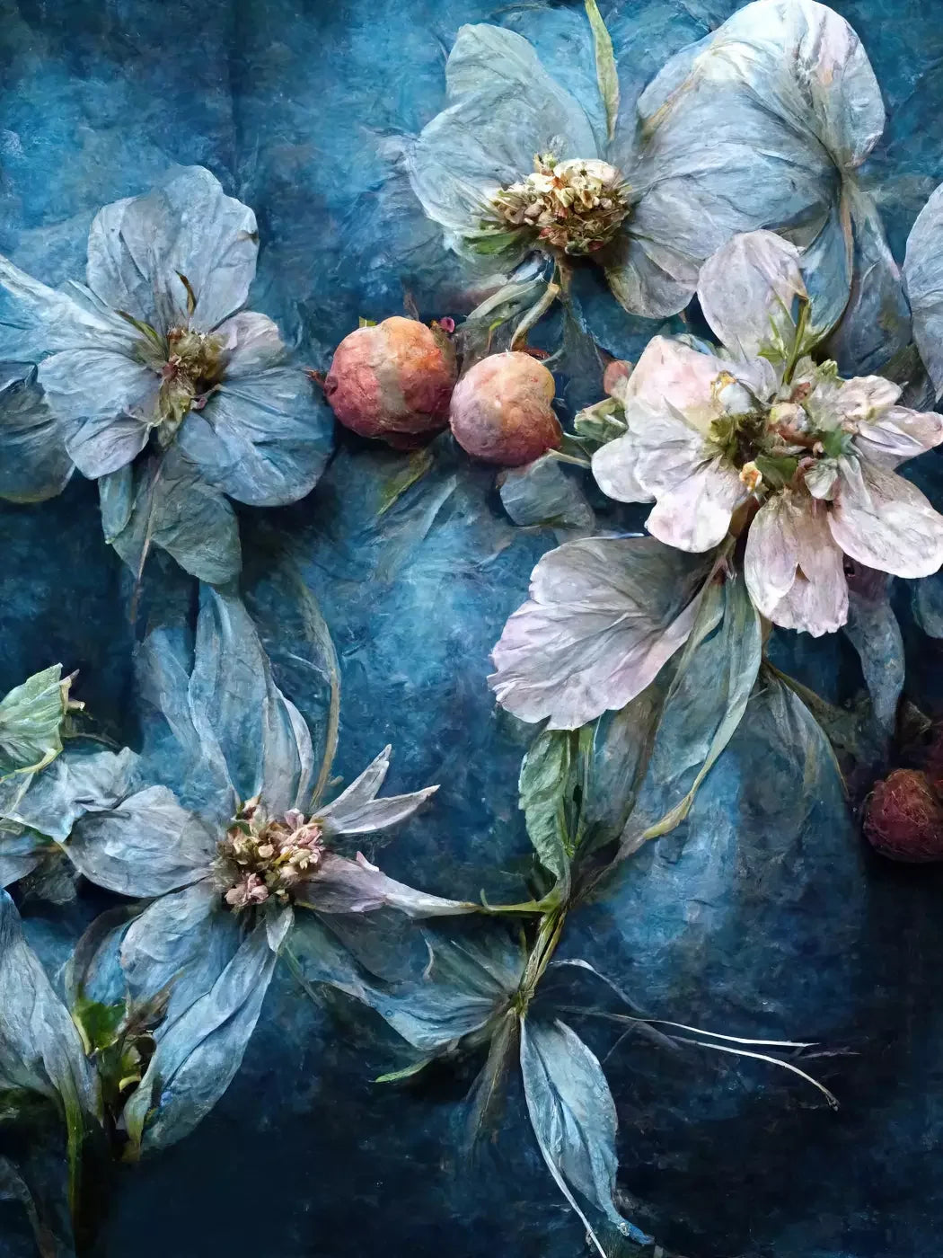 Floral Blue 5X7 Ultracloth ( 60 X 84 Inch ) Backdrop