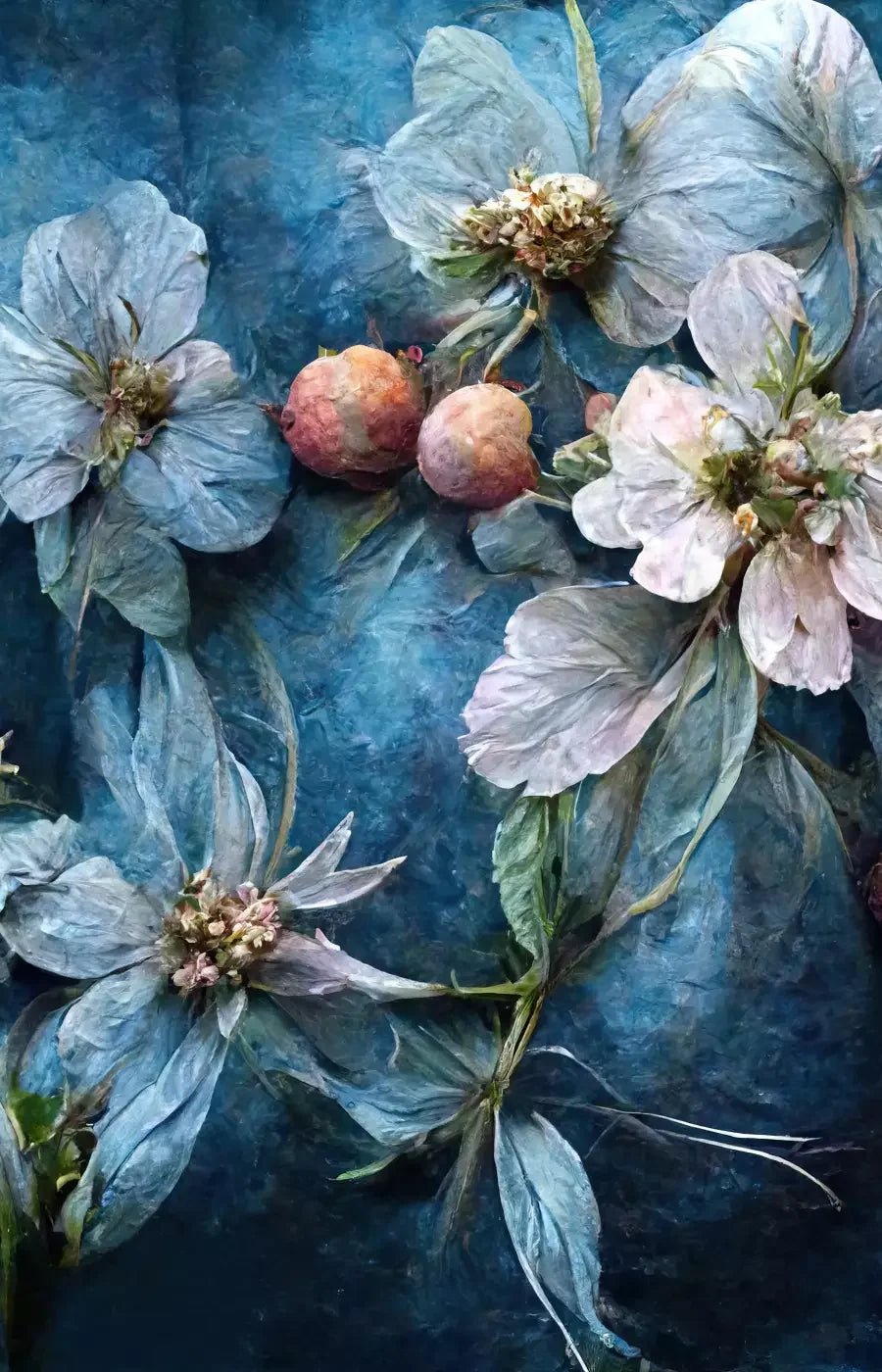 Floral Blue 8X12 Ultracloth ( 96 X 144 Inch ) Backdrop