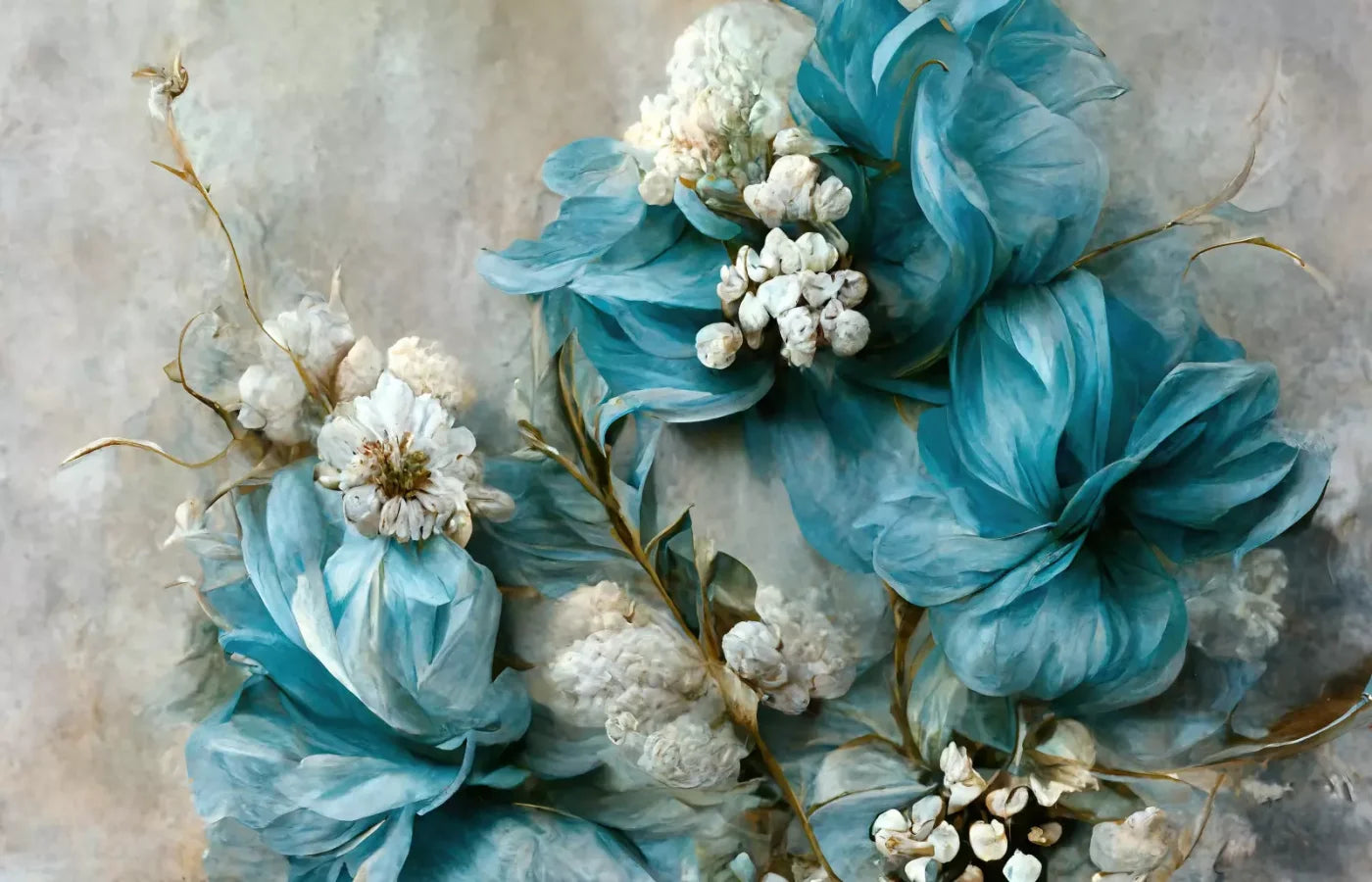 Floral Blues 2 12X8 Ultracloth ( 144 X 96 Inch ) Backdrop