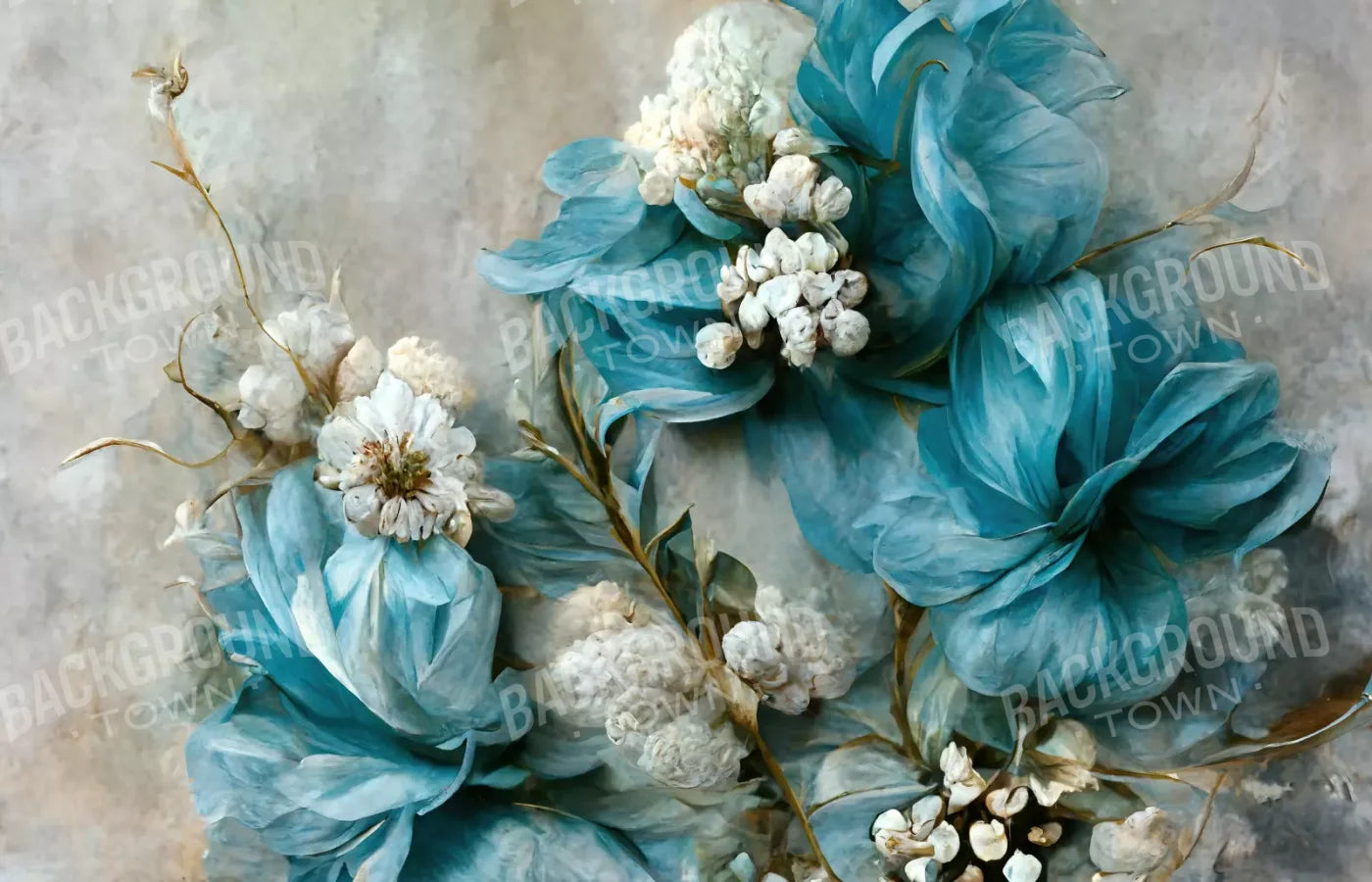 Floral Blues 2 12X8 Ultracloth ( 144 X 96 Inch ) Backdrop