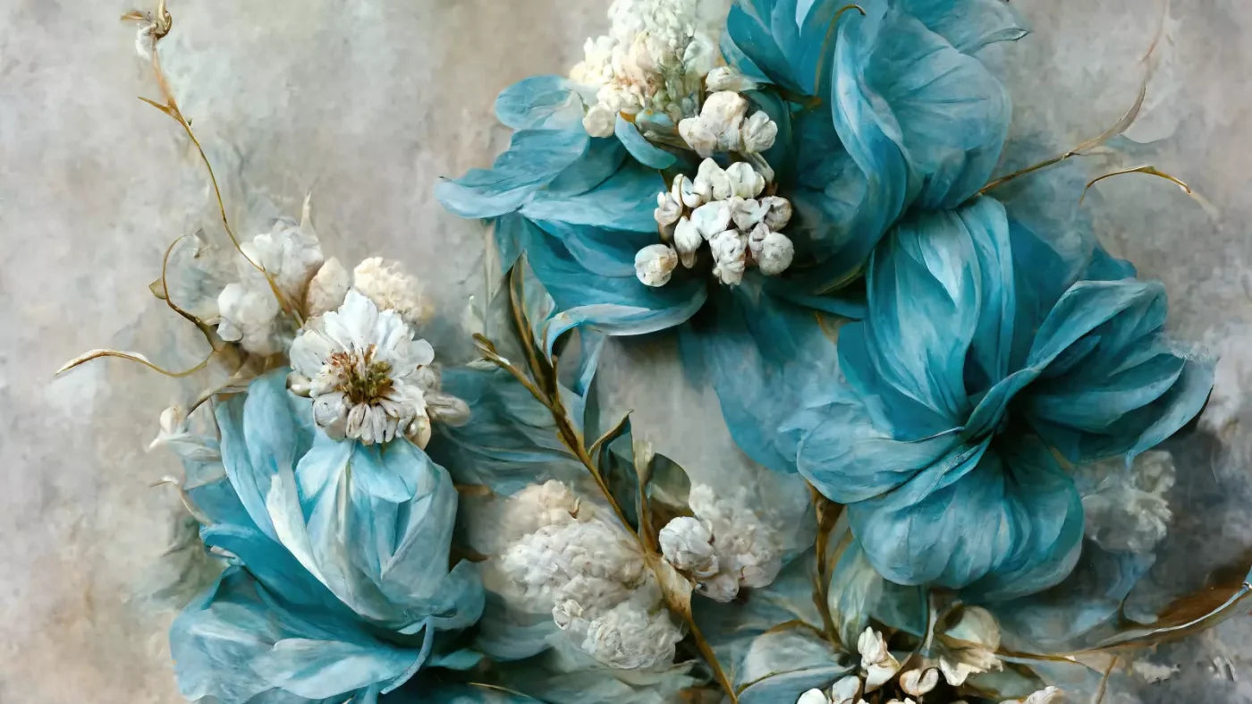 Floral Blues 2 14X8 Ultracloth ( 168 X 96 Inch ) Backdrop