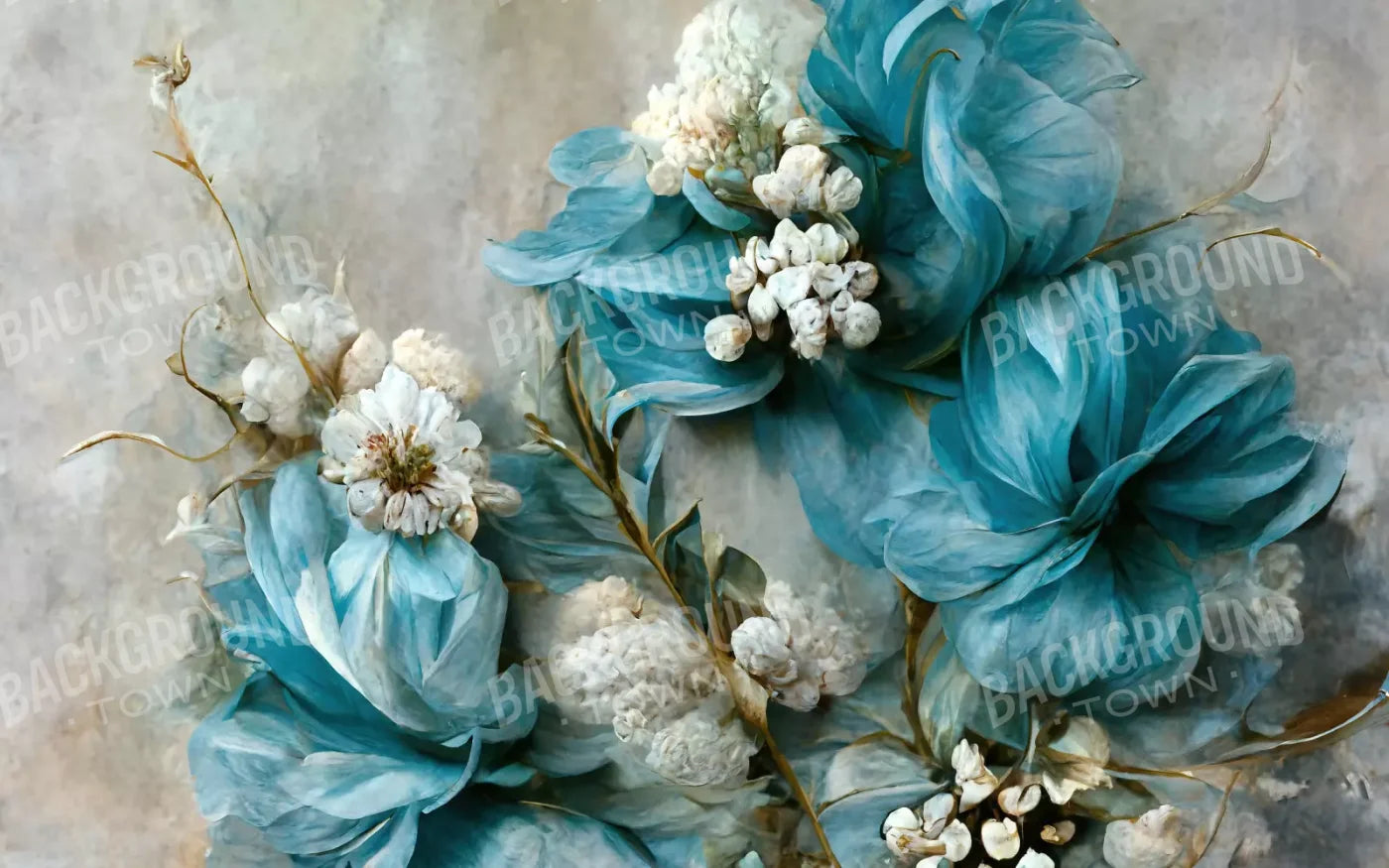 Floral Blues 2 14X9 Ultracloth ( 168 X 108 Inch ) Backdrop