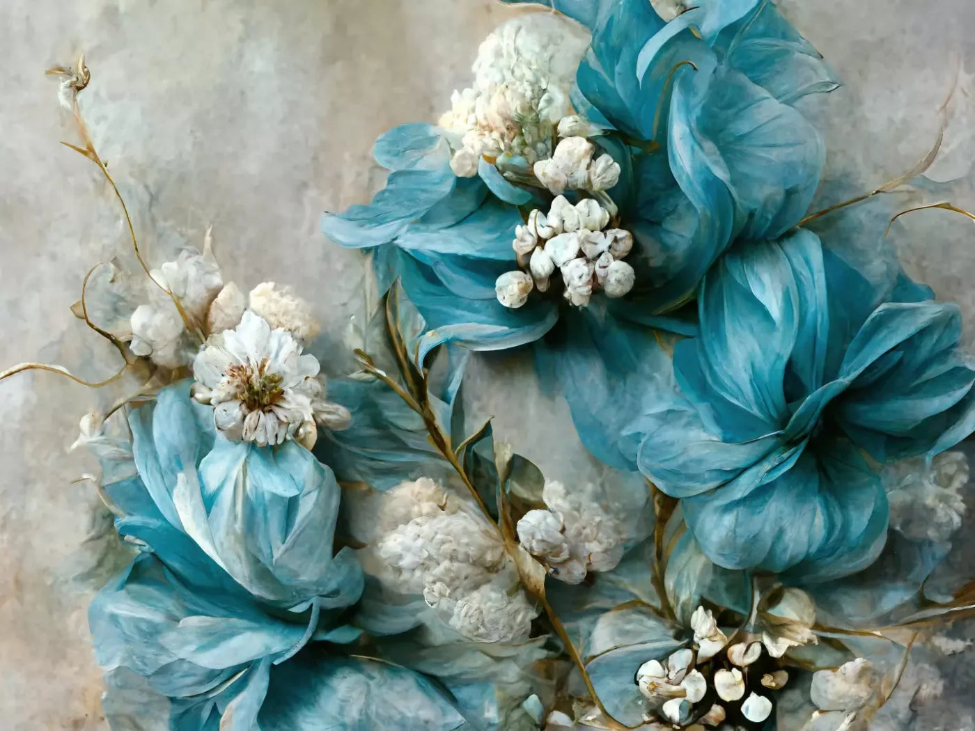 Floral Blues 2 7X5 Ultracloth ( 84 X 60 Inch ) Backdrop