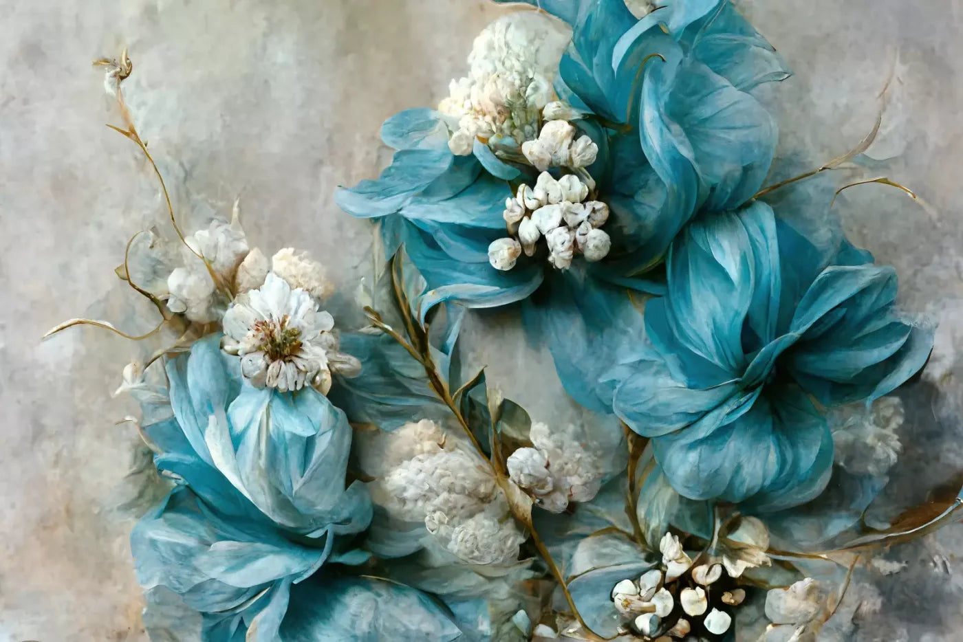 Floral Blues 2 8X5 Ultracloth ( 96 X 60 Inch ) Backdrop