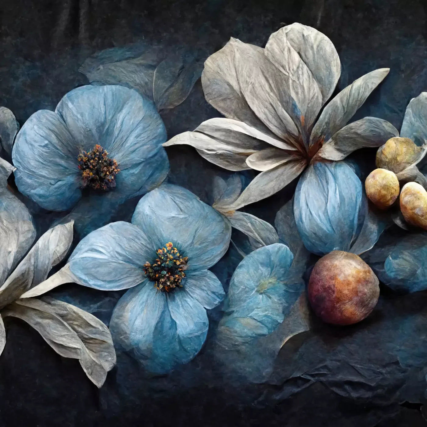 Floral Blues2 Backdrop