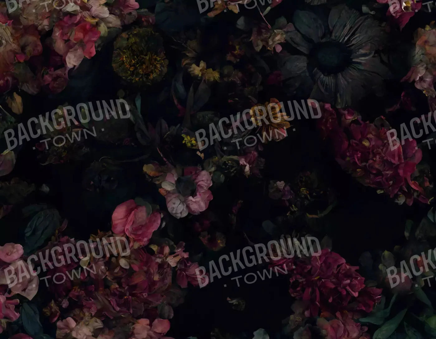 Floral Dark I 8X6 Fleece ( 96 X 72 Inch ) Backdrop