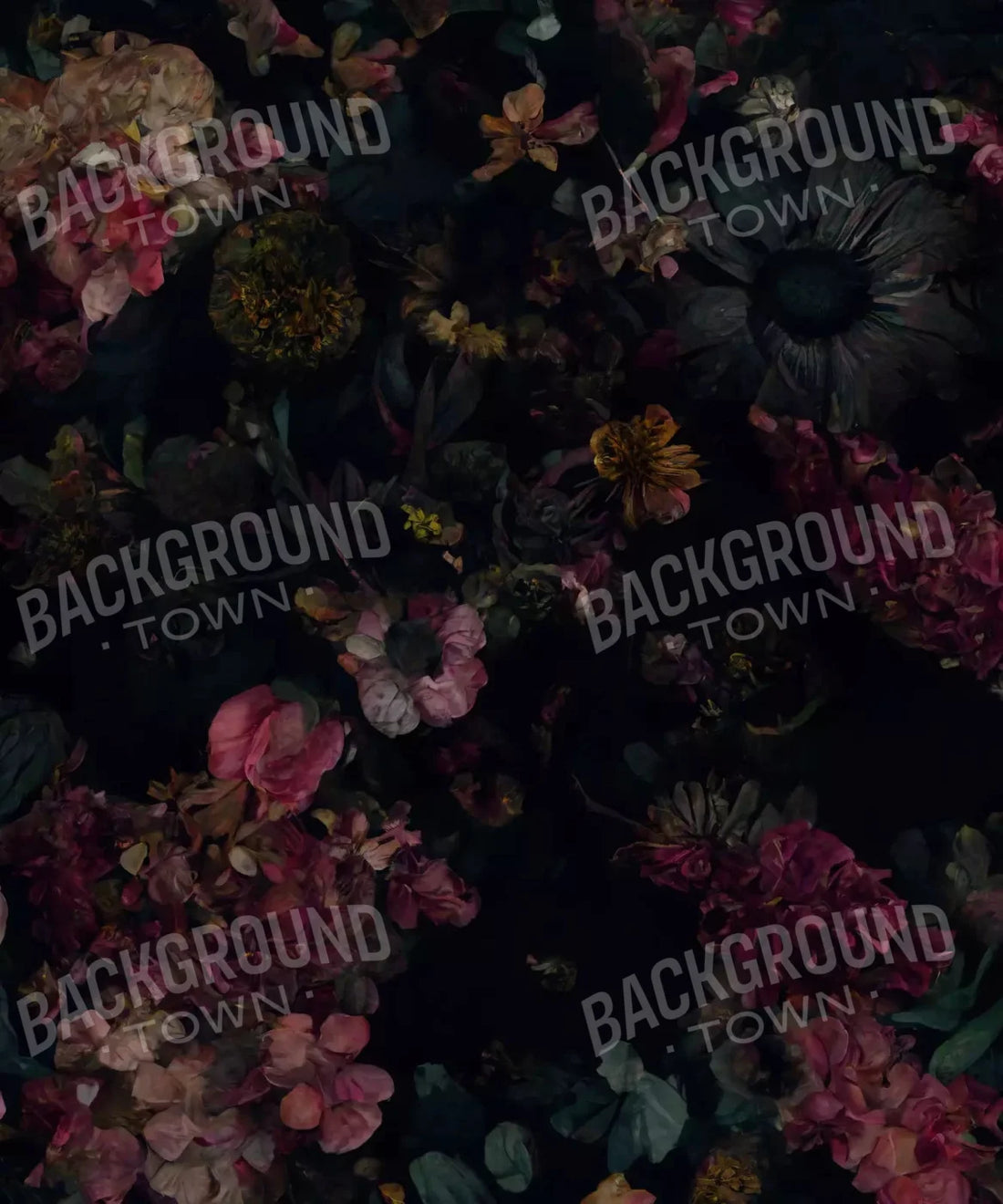 Black Floral Backdrop for Photography