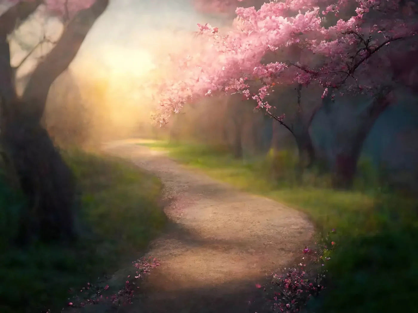 Floral Pathway I 68X5 Fleece ( 80 X 60 Inch ) Backdrop