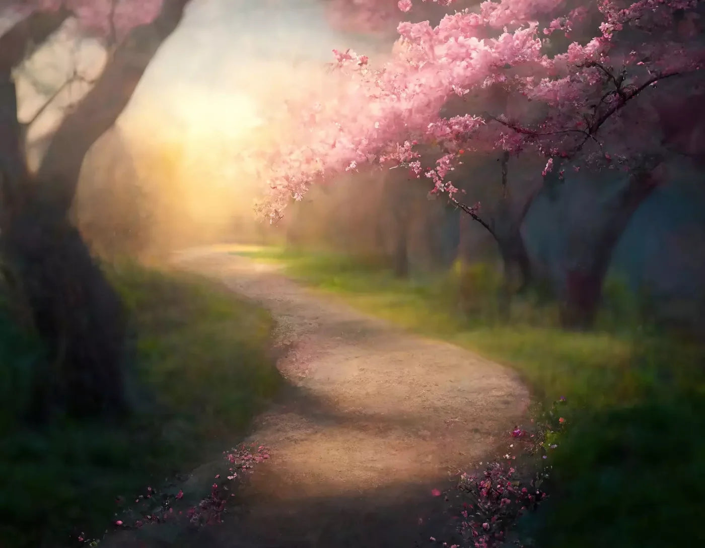 Floral Pathway I 8X6 Fleece ( 96 X 72 Inch ) Backdrop