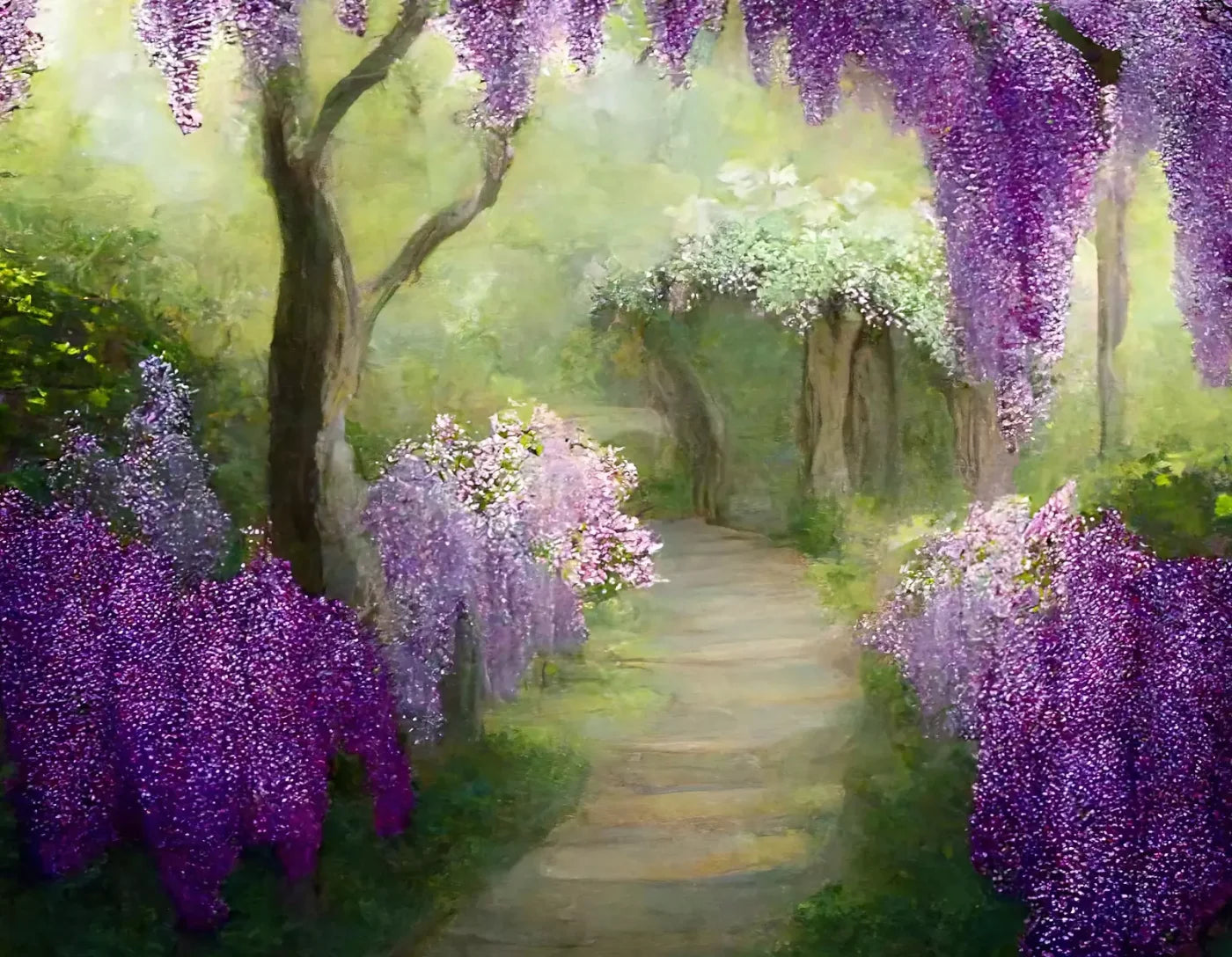 Floral Pathway Ii 8X6 Fleece ( 96 X 72 Inch ) Backdrop