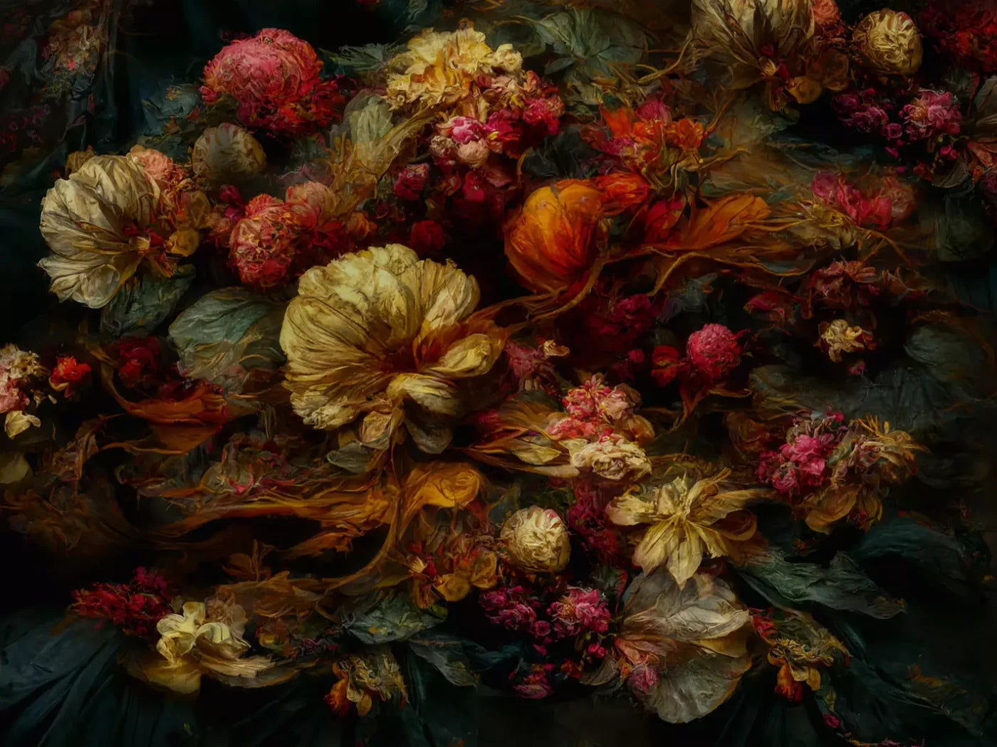Floral Renaissance 1 68X5 Fleece ( 80 X 60 Inch ) Backdrop