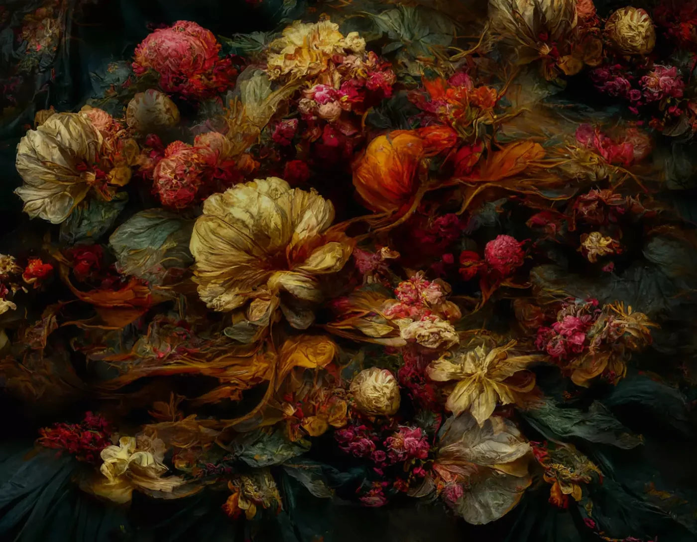 Floral Renaissance 1 8X6 Fleece ( 96 X 72 Inch ) Backdrop