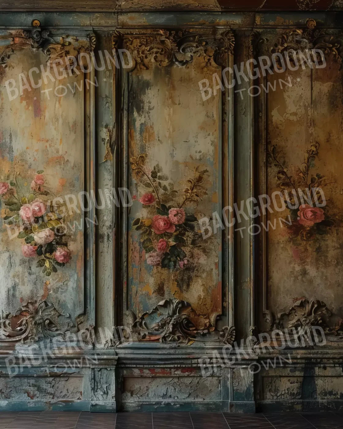 Floral Wall 8’X10’ Fleece (96 X 120 Inch) Backdrop