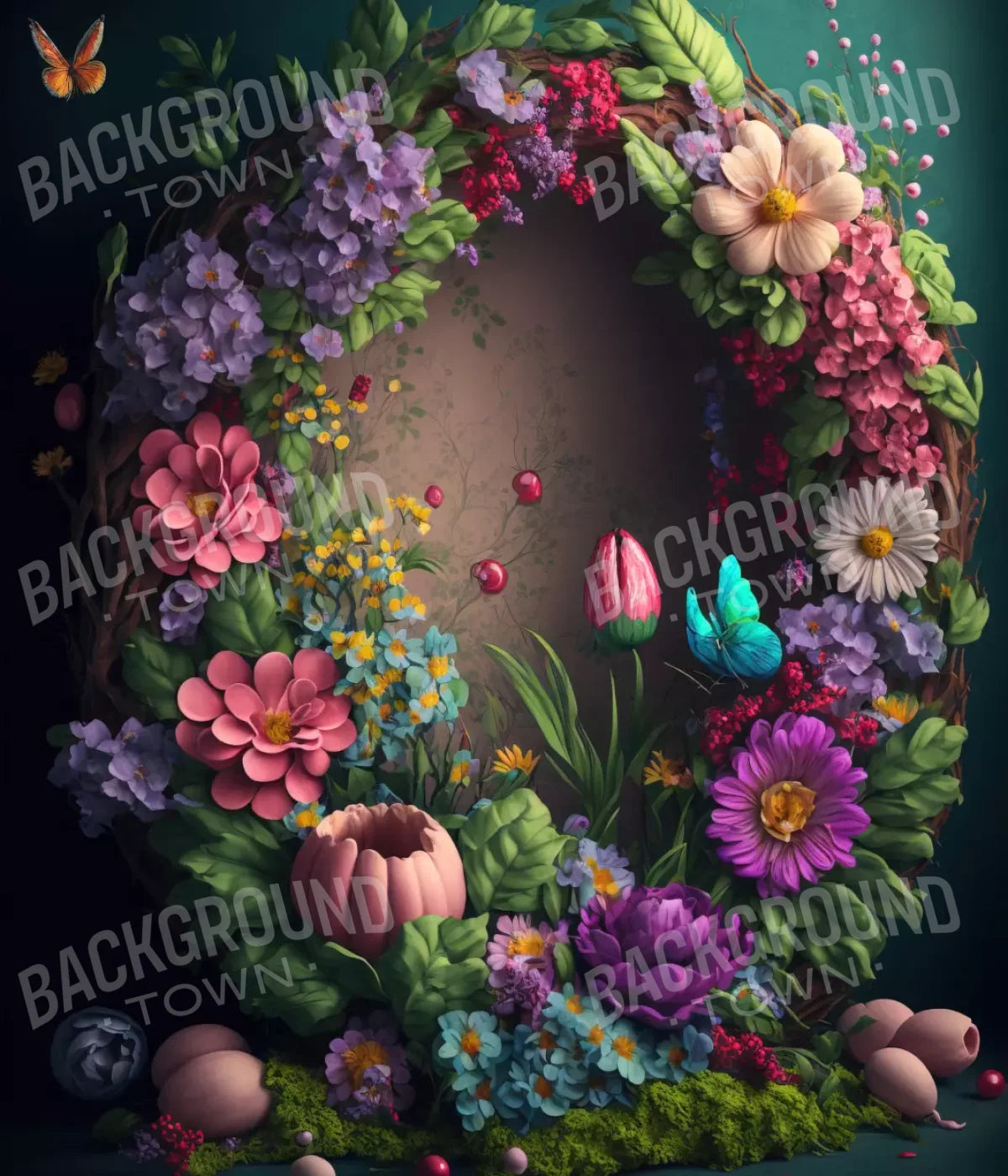 Floral Wreath L 10’X12’ Ultracloth (120 X 144 Inch) Backdrop