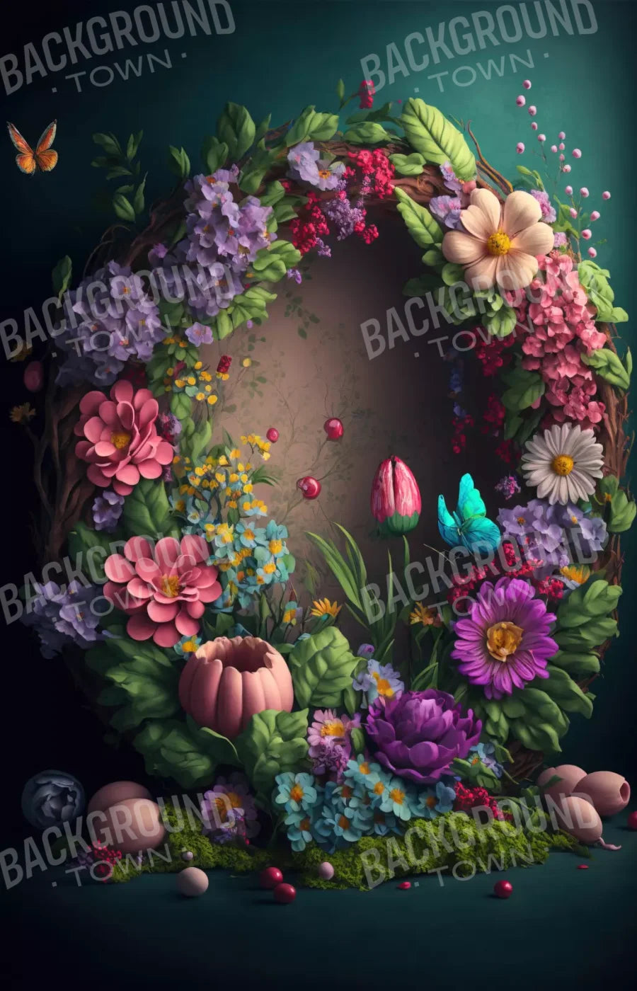 Floral Wreath L 8’X12’ Ultracloth (96 X 144 Inch) Backdrop
